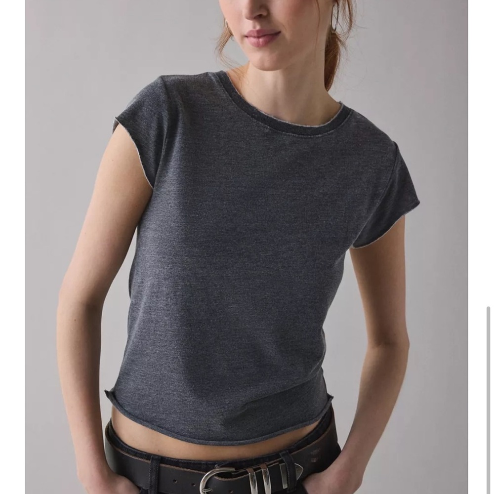 BDG Binx Raw-Edge Cropped Baby Tee